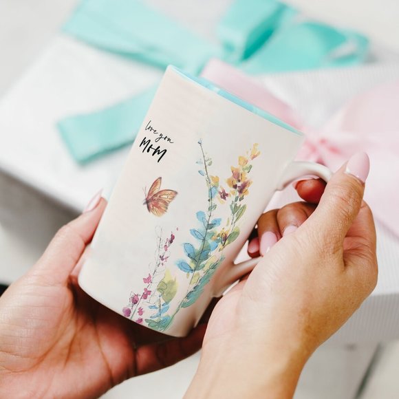 Coffee Mug, Latte Cup for Mom - watercolor floral artwork by Amylee Weeks NWT - Picture 1 of 4